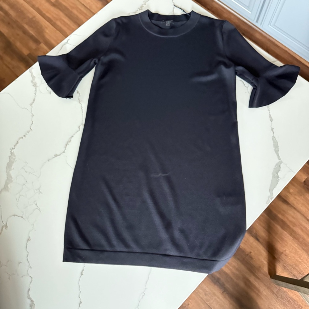 COS Shift Dress Navy Flare Sleeve Fine Knit Minimalist Size M